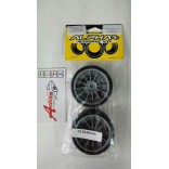 PAR DE RODA GRAFITE COM PNEU ALPHA RC 12mm HARD PARA 1/10 FW05 / FW06 / FAZER / LAMBORGHINI REVENTON ETC ALP6201HS